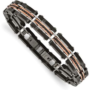 The Black Bow 10.5mm Tricolor Stainless Steel Reversible & Adjustable Bracelet, 8 In in Kuwait
