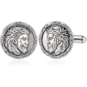 Jesus Cufflinks S925 Sterling Silver Cuff Links Mens Wedding Father's Day Jewelry Gifts for Men Women in Kuwait