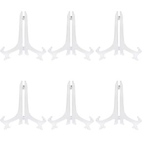 6 Inch Clear Plastic Easels - 6 Pack Foldable Plate Stands for Weddings, Home, Birthdays & Tables, Clear Plastic Easels for Displaying Photos, Artwork, Plates & More, Robust & Lightweight in Saudi Arabia