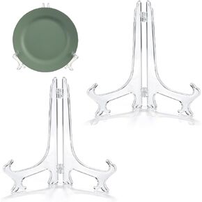 Nogeqi 2 Pieces Clear Acrylic Plate Stands for Display, 10 Inch, Folding Plate Holder, Clear Acrylic Easel Display Stands for Pictures or Other Items for Weddings, Birthdays, Home Decoration, Tables in Kuwait