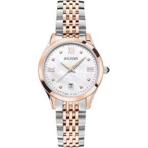 Balmain, Lady, Classic R, Bicolor (Steel and Pink PVD), Swiss Made, Quartz, White, Stainless Steel 316L, B43183182U in Saudi Arabia