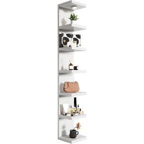 White 7-Tier Vertical Wall Shelf Unit with USB Rechargeable Led Light (Remote Controlled),Versatile Floating Display Shelves,Lack Style Wall Shelves for Bedroom,Living Room,Office Decor,Vanity in Saudi Arabia