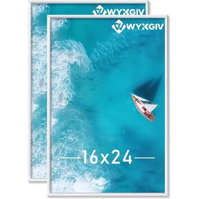 16x24 Picture Frame Set of 2, Scratch-Proof Black Frame Lightweight yet Sturdy Display Poster Artwork 16 x 24 Horizontally/Vertically - Slide-In Strips|2 Packs|Black|16"x24" in Saudi Arabia