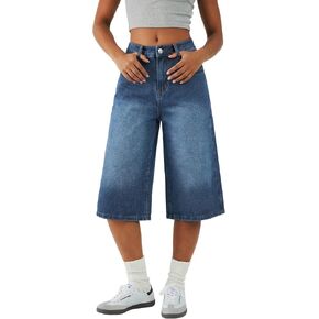 EMMIOL Womens Long Jorts Baggy Y2K High Waisted Retro Jean Shorts Trendy Streetwear Wide Leg Denim Bermudas in Saudi Arabia