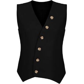 Womens Vest Sleeveless Blazers V Neck Button Up Work Office Suit Vests in Saudi Arabia