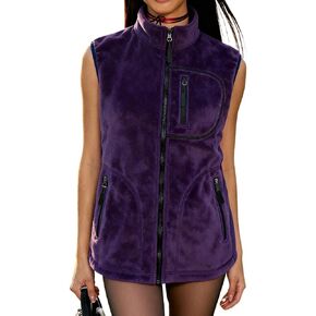 Women's Fleece Vest, Full-Zip Sleeveless Gilet with Stand Collar and Zipper Pockets, Warm Lightweight Jacket in Saudi Arabia