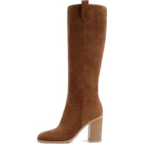 ZJGZF Knee High Boots for Women Suede Leather Tall Boots Slouchy Chunky Block High Heel Boot Cowgirl Western Cowboy Boot Riding Shoes in Kuwait