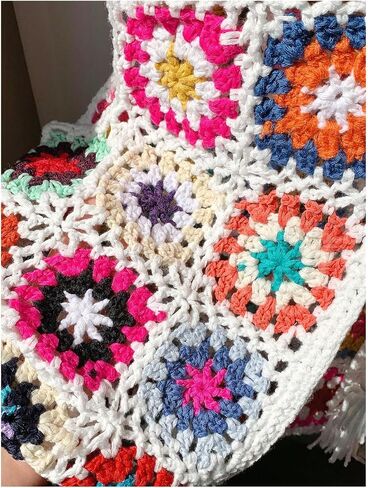 SHENHE Women's Floral Crochet Sweater Vest Hollow Out Tie Front Sleeveless Summer Knit Vest in Kuwait