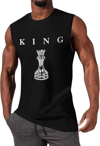 Mens Graphic Sleeveless Shirts Chess King Shirts Summer Casual Streetwear Urban Tank Tops in Saudi Arabia