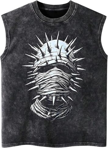 VIPWOLF Men's Graphic Tank Top Y2k Oversized Sleeveless Casual Vintage Muscle Shirts Streetwear Summer Tops in Kuwait