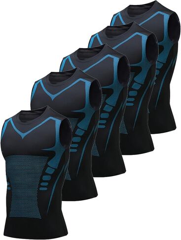 5 Pcs Men's Compression Vest Black Performance Sleeveless Shirt Mens Fitness Quick Dry Breathable Sports Training Base Layer in Kuwait