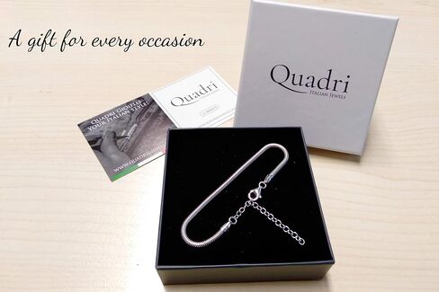 Quadri - Snake Chain Bracelet for Women Men Girls Boys in 925 Sterling Silver Italian 3mm - 6.5 to 8.5 Inch - Premium Quality Certified Made in Italy - Gift Box Included in Saudi Arabia