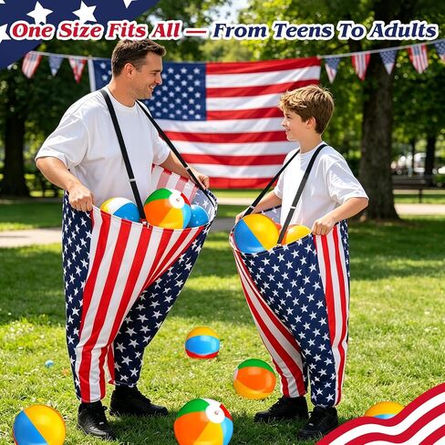 Granny Pants Yard Game Set, 22Pcs Outdoor Toss and Catch Ball Game for Family and Adults, Oversized Hilarious Relay Race Pants with 16 Balls, Group Party Toy for Backyard, 4th of July, Field Day in Saudi Arabia
