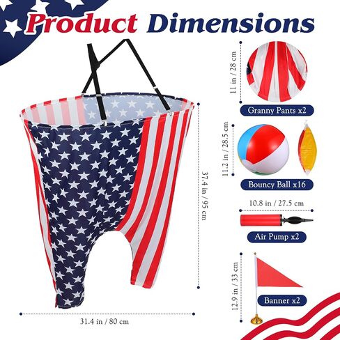 Granny Pants Yard Game Set, 22Pcs Outdoor Toss and Catch Ball Game for Family and Adults, Oversized Hilarious Relay Race Pants with 16 Balls, Group Party Toy for Backyard, 4th of July, Field Day in Saudi Arabia