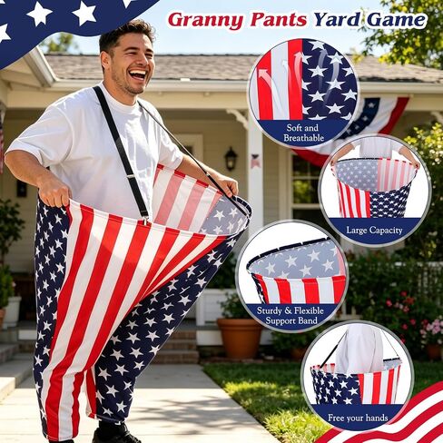 Granny Pants Yard Game Set, 22Pcs Outdoor Toss and Catch Ball Game for Family and Adults, Oversized Hilarious Relay Race Pants with 16 Balls, Group Party Toy for Backyard, 4th of July, Field Day in Saudi Arabia
