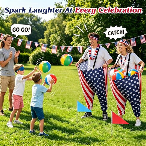 Granny Pants Yard Game Set, 22Pcs Outdoor Toss and Catch Ball Game for Family and Adults, Oversized Hilarious Relay Race Pants with 16 Balls, Group Party Toy for Backyard, 4th of July, Field Day in Saudi Arabia