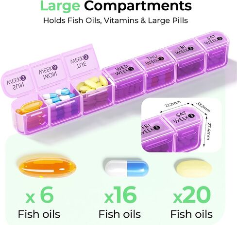 Daviky Monthly Pill Organizer 28 Day, 4 Week Pill Box with Removable Weekly Trays, Large BPA-Free Pill Organizer for Vitamins, Supplements and Medication, Travel Pill Case with Storage Box, White in Saudi Arabia