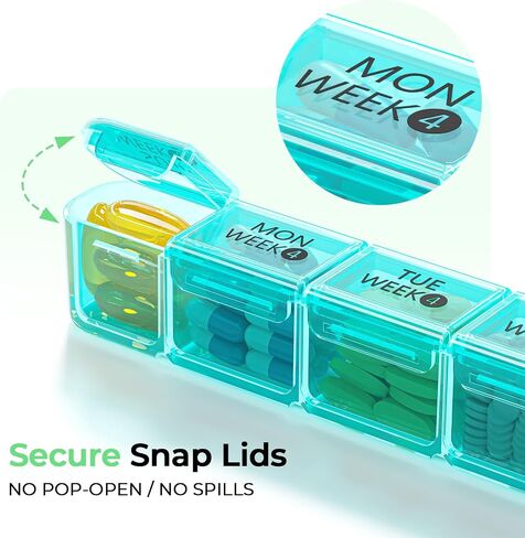 Daviky Monthly Pill Organizer 28 Day, 4 Week Pill Box with Removable Weekly Trays, Large BPA-Free Pill Organizer for Vitamins, Supplements and Medication, Travel Pill Case with Storage Box, White in Saudi Arabia