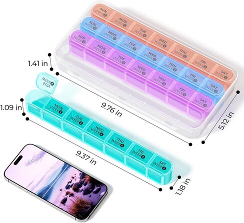 Daviky Monthly Pill Organizer 28 Day, 4 Week Pill Box with Removable Weekly Trays, Large BPA-Free Pill Organizer for Vitamins, Supplements and Medication, Travel Pill Case with Storage Box, White in Saudi Arabia