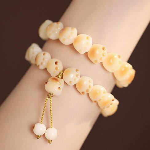Cat Paw Bracelet for Women White Mala Beads Adjustable Amulet Bracelet Fashion Accessories for New Year Birthday Gifts for Wife in Kuwait