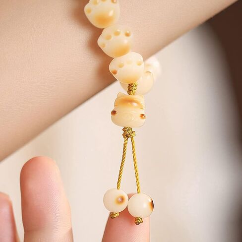 Cat Paw Bracelet for Women White Mala Beads Adjustable Amulet Bracelet Fashion Accessories for New Year Birthday Gifts for Wife in Kuwait
