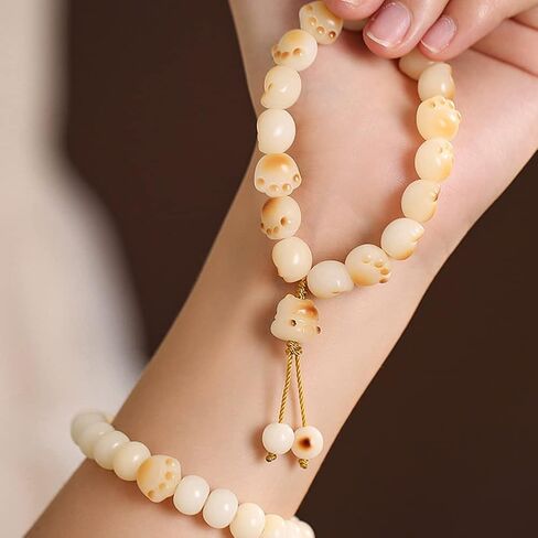 Cat Paw Bracelet for Women White Mala Beads Adjustable Amulet Bracelet Fashion Accessories for New Year Birthday Gifts for Wife in Kuwait