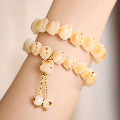 Cat Paw Bracelet for Women White Mala Beads Adjustable Amulet Bracelet Fashion Accessories for New Year Birthday Gifts for Wife in Kuwait