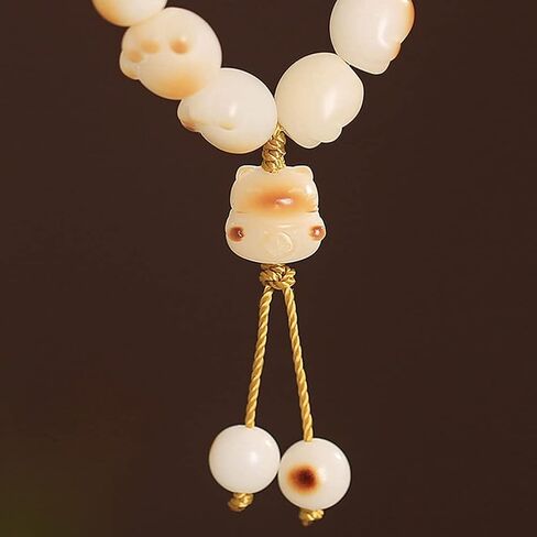 Cat Paw Bracelet for Women White Mala Beads Adjustable Amulet Bracelet Fashion Accessories for New Year Birthday Gifts for Wife in Kuwait