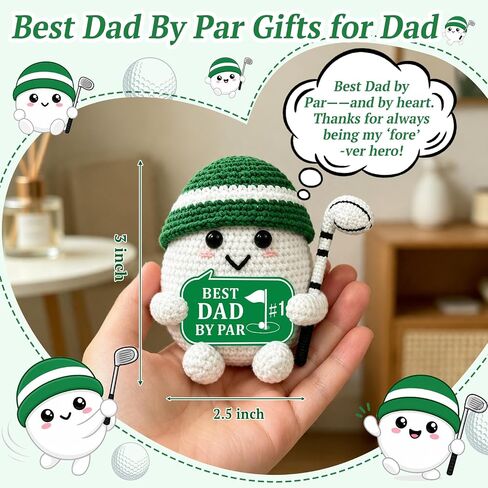 NUBARKO Dad Golf Gifts for Fathers Day Dad Gifts, Best Dad By Par Fathers Day Birthday Dad Gifts from Daughter Son, Funny Golf Balls Crochet Accessories for Daddy Valentines Day for Men Papa in Kuwait