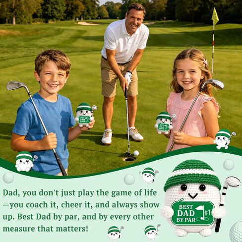 NUBARKO Dad Golf Gifts for Fathers Day Dad Gifts, Best Dad By Par Fathers Day Birthday Dad Gifts from Daughter Son, Funny Golf Balls Crochet Accessories for Daddy Valentines Day for Men Papa in Kuwait