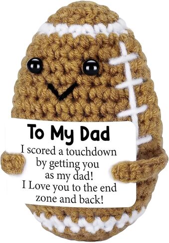 Unique Father’s Day & Birthday Gifts from Daughter Son, Funny Handmade Crochet Football Positive Pocket Hug Ornament Cozy Desk Decor Gift for Papa Stepdad Bonus Dad in Saudi Arabia