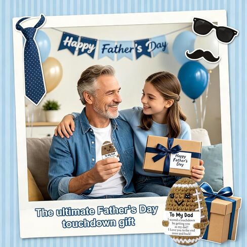 Unique Father’s Day & Birthday Gifts from Daughter Son, Funny Handmade Crochet Football Positive Pocket Hug Ornament Cozy Desk Decor Gift for Papa Stepdad Bonus Dad in Saudi Arabia