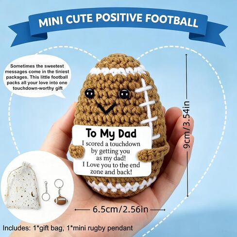 Unique Father’s Day & Birthday Gifts from Daughter Son, Funny Handmade Crochet Football Positive Pocket Hug Ornament Cozy Desk Decor Gift for Papa Stepdad Bonus Dad in Saudi Arabia