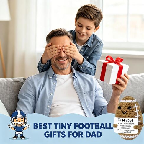 Unique Father’s Day & Birthday Gifts from Daughter Son, Funny Handmade Crochet Football Positive Pocket Hug Ornament Cozy Desk Decor Gift for Papa Stepdad Bonus Dad in Saudi Arabia