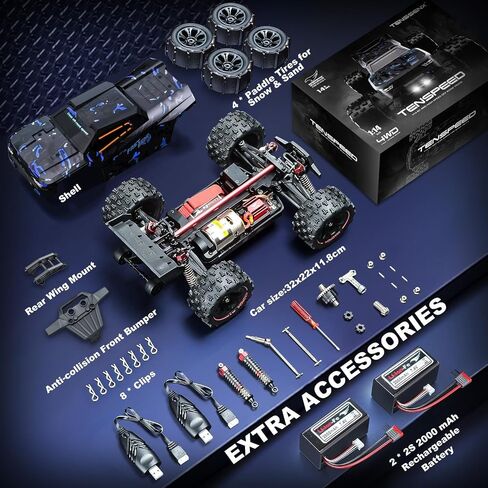 1/14 Scale RC Cars for Adults, 60+ KM/H High Speed RC Truggy, 4X4 Off-Road Remote Control Truck, Waterproof Electric Car with 2S Battery, All Terrain RC Vehicle for Snow, Sand, Beach & Rocky Surfaces in Saudi Arabia