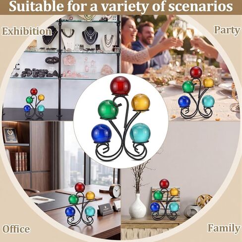 Frienda 5 Eggs Display Stand Metal Crystal Sphere Holder Ball Ornament Rack Stand Black Multi-sphere Display Holder for Marble Globe Office Home Decor in Kuwait