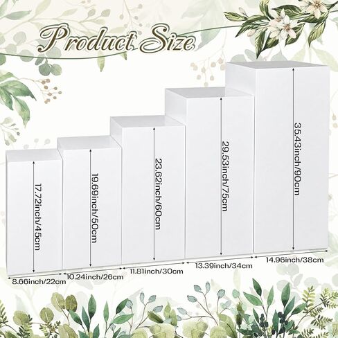 BreezeHug 5 Pcs Square Pedestal Stands for Party, Metal White Display Stands Pillars for Wedding Bridal Ceremony Baby Shower Birthday Party Decorations in Saudi Arabia