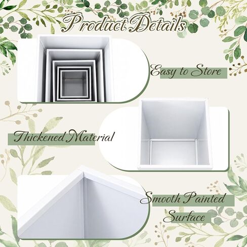 BreezeHug 5 Pcs Square Pedestal Stands for Party, Metal White Display Stands Pillars for Wedding Bridal Ceremony Baby Shower Birthday Party Decorations in Saudi Arabia