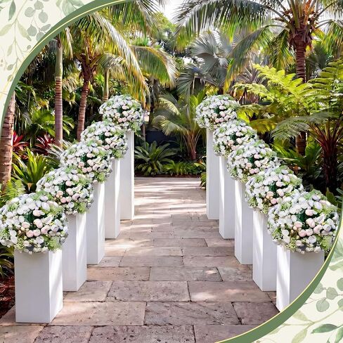 BreezeHug 5 Pcs Square Pedestal Stands for Party, Metal White Display Stands Pillars for Wedding Bridal Ceremony Baby Shower Birthday Party Decorations in Saudi Arabia
