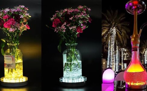 Afoosoo LED Light Base for Glass Art - 6 Inch RGB 16 Colors LED Vase Base with Remote Control for 3D Display | Battery Operated LED Light Wedding Centerpieces Pedestal for Glass Art Figurines in Kuwait