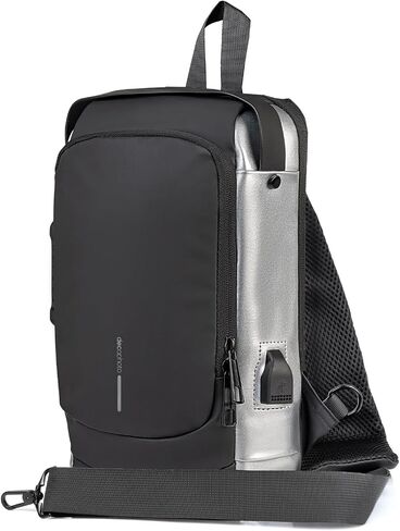 Sling Backpack with Anti-Theft Combo Zipper Lock, External USB Charging Port, Waterproof Shoulder Bag, Daypack for Men and Women, Black in Saudi Arabia