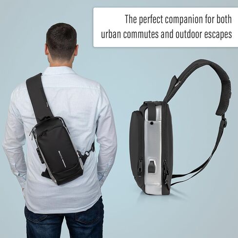 Sling Backpack with Anti-Theft Combo Zipper Lock, External USB Charging Port, Waterproof Shoulder Bag, Daypack for Men and Women, Black in Saudi Arabia