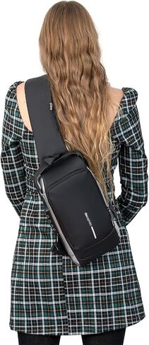 Sling Backpack with Anti-Theft Combo Zipper Lock, External USB Charging Port, Waterproof Shoulder Bag, Daypack for Men and Women, Black in Saudi Arabia