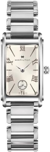 Hamilton American Classic Ardmore Quartz Women's Watch, 19mm x 27mm Stainless Steel Case, Swiss Made, Silver Dial Analog Wrist Watch for Women, 30m Waterproof, Mineral Crystal, Strap in Kuwait
