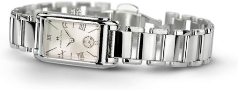 Hamilton American Classic Ardmore Quartz Women's Watch, 19mm x 27mm Stainless Steel Case, Swiss Made, Silver Dial Analog Wrist Watch for Women, 30m Waterproof, Mineral Crystal, Strap in Kuwait