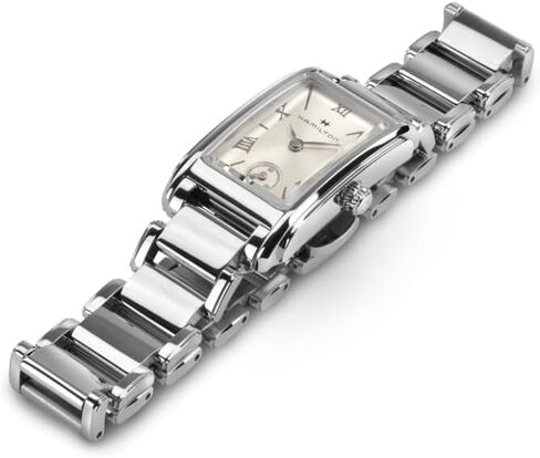 Hamilton American Classic Ardmore Quartz Women's Watch, 19mm x 27mm Stainless Steel Case, Swiss Made, Silver Dial Analog Wrist Watch for Women, 30m Waterproof, Mineral Crystal, Strap in Kuwait