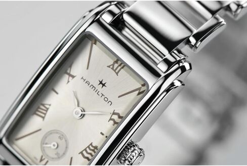 Hamilton American Classic Ardmore Quartz Women's Watch, 19mm x 27mm Stainless Steel Case, Swiss Made, Silver Dial Analog Wrist Watch for Women, 30m Waterproof, Mineral Crystal, Strap in Kuwait