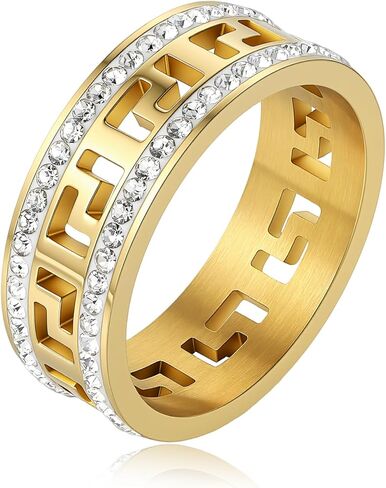 Love Friendship Gold Rings for Women:Wedding Band 14k Gold Ring Cubic Zirconia Stainless Steel Promise Ring Jewelry Birthday Gifts for Women,Size 6-10 in Saudi Arabia