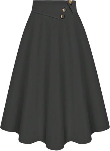 SweatyRocks Women's Flared Midi Skirts Elastic High Waisted A-line Casual Versatile Skirt in Kuwait