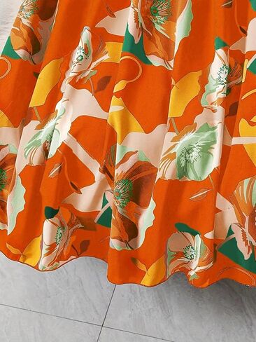 Women's Flowy Floral Chiffon Skirt High Waist Flared Maxi Long Skirts Casual for Summer Beach in Saudi Arabia